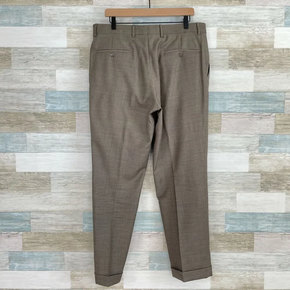 Jos A Bank Travelers Wool Metropolitan Suit Taupe Brown Slim Fit Mens 41R 36x30